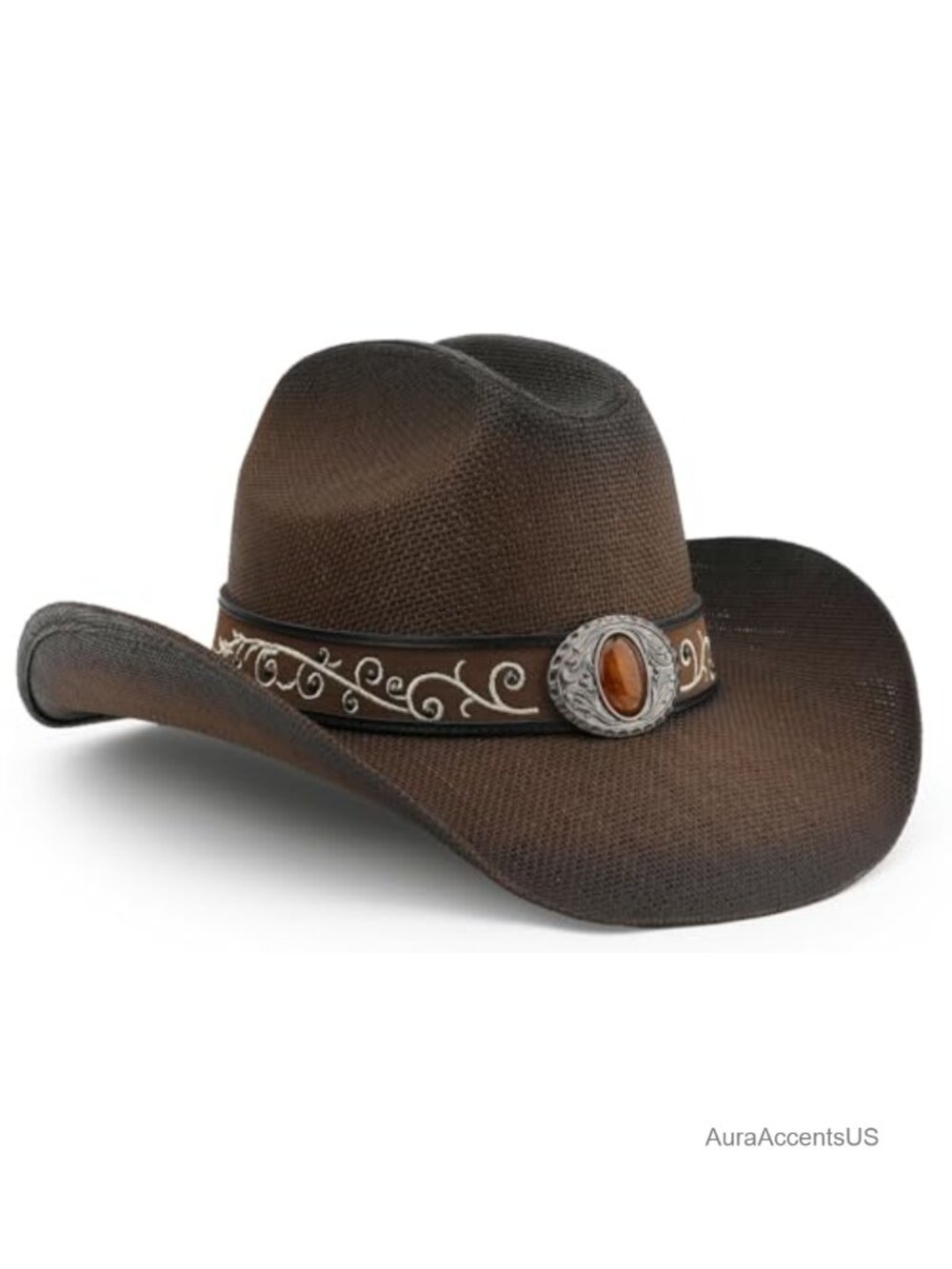 Unisex Straw Cowboy Hat Wide Brim Western Cattleman Style Sun Hat
